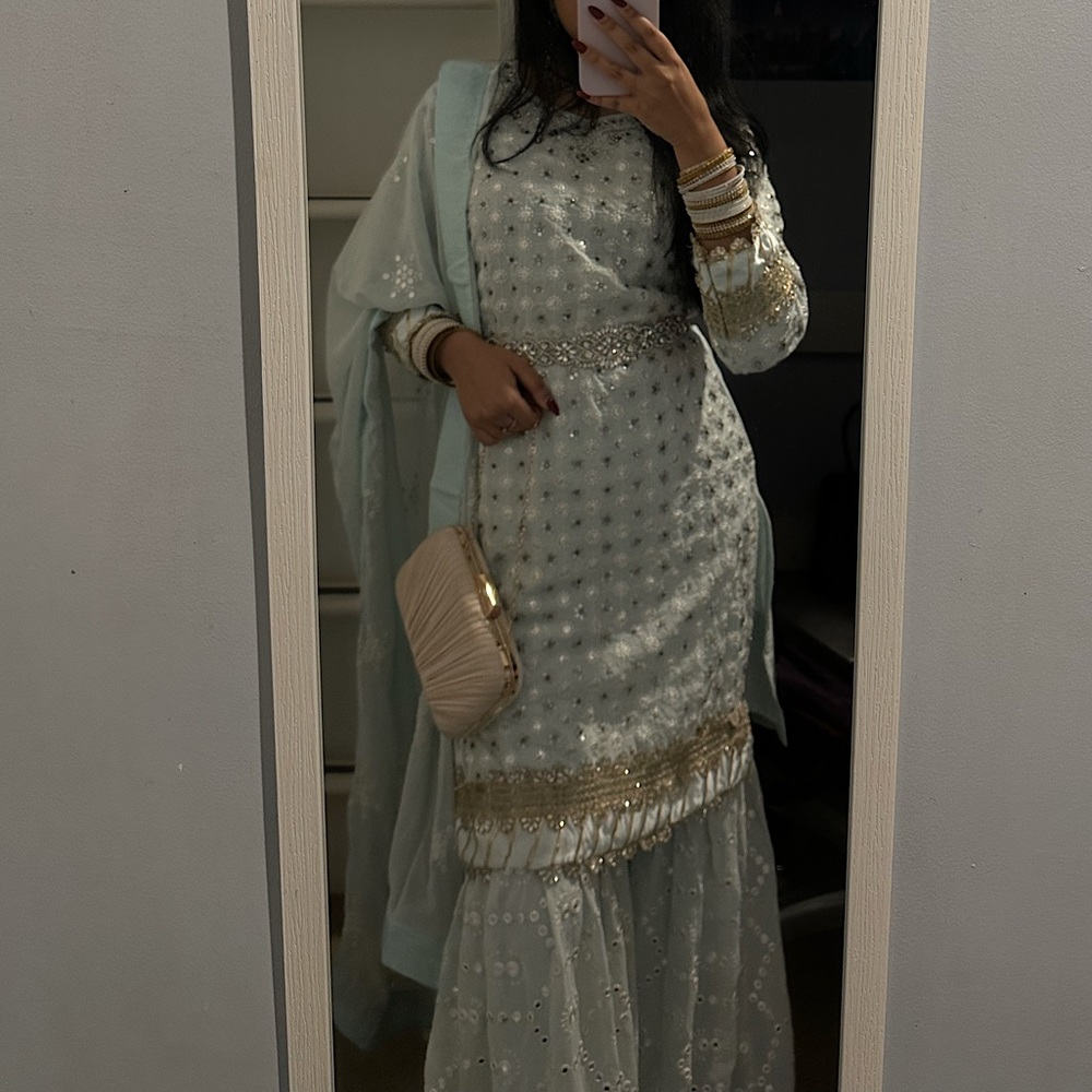 Pale blue Salwar Kameez/gharara/sharara Indian Pakistani suit